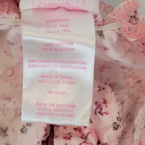 18mo Baby Girl 3pc Floral Corduroy Set Hat Top Pants Ruffle Kidcore Pink Brown - Picture 6 of 10